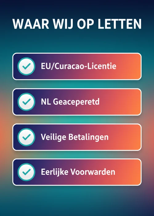 Waar wij op letten bij buitenlands online casino Curacao: EU/Curacao-licentie, NL geaccepteerd, veilige betalingen en eerlijke voorwaarden.